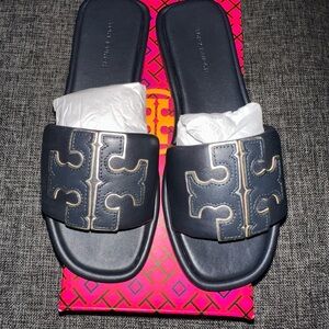 Tory Burch Dark Blue Slide Sandals